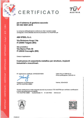 carpenteria metallica a Brescia certificata iso 9001